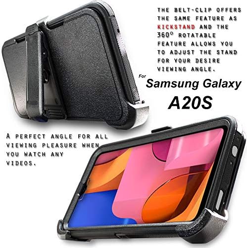 Covrware Tri Series Case התואם ל- Samsung Galaxy A20s עם [מגן מסך] מובנה שכבות משולשות גוף מלא שכבות מגן נרתיק שריון,